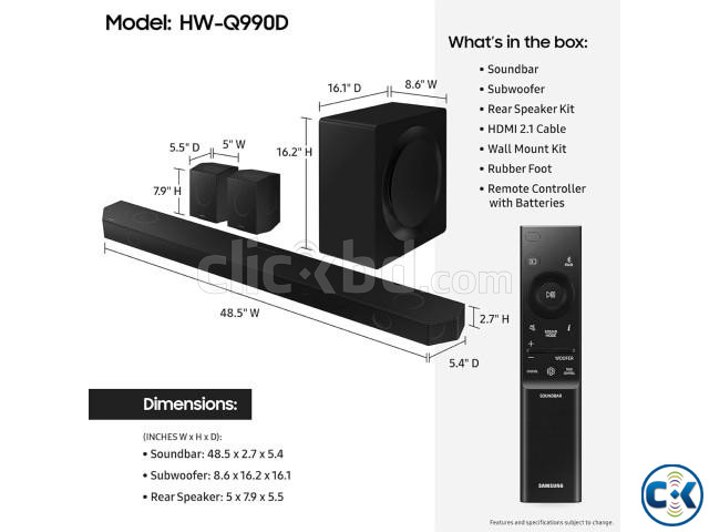 Samsung HW-Q990D Wireless Dolby ATMOS Soundbar 11.1.4ch large image 1