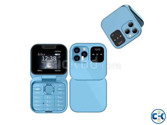 i16 Pro Flip Phone FM Radio Magic Voice Blue large image 0