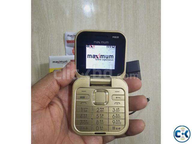 Maximum MB20 Pro Mini Folding Phone Warranty Gold large image 1