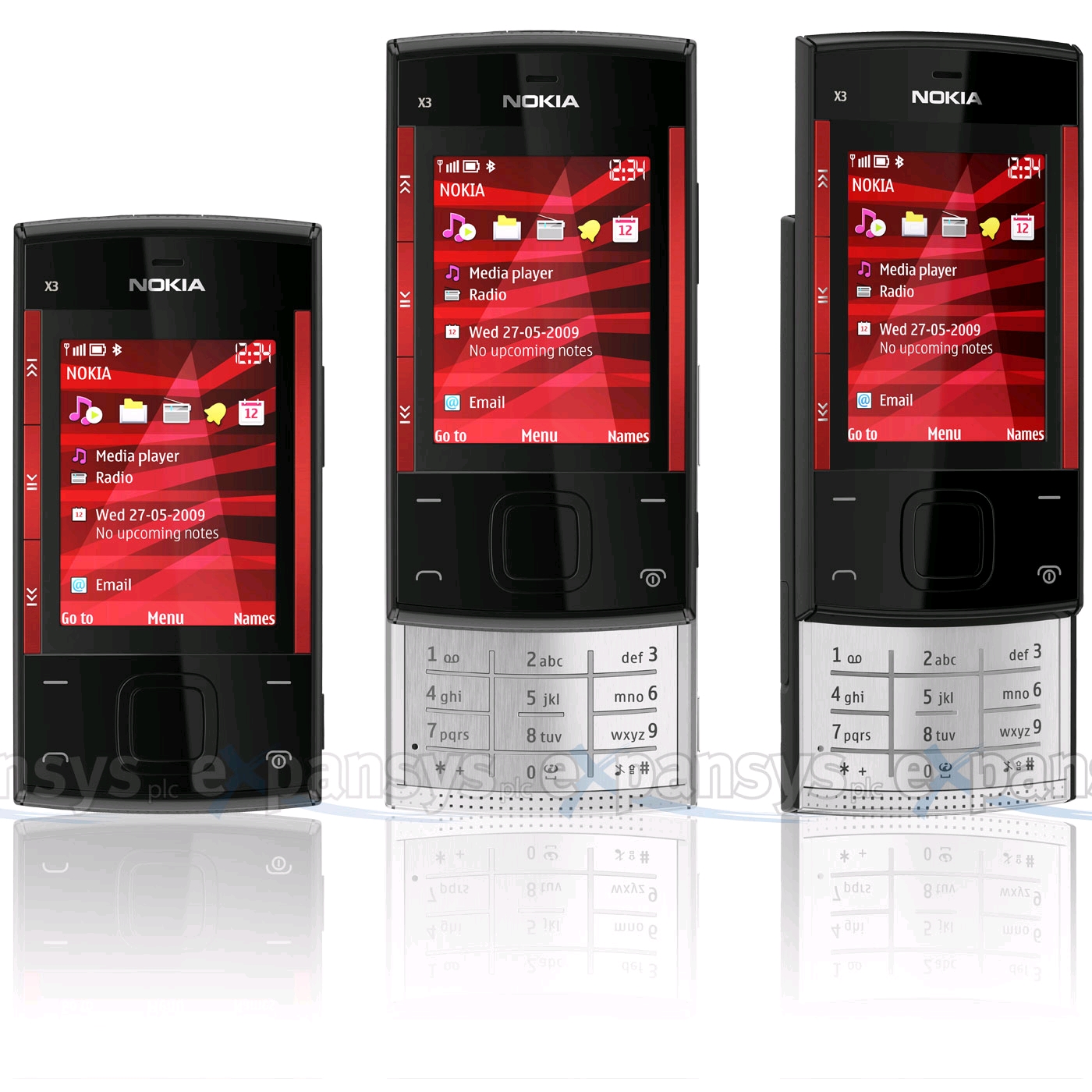 NOKIA X3 slider RED BLACK  large image 0