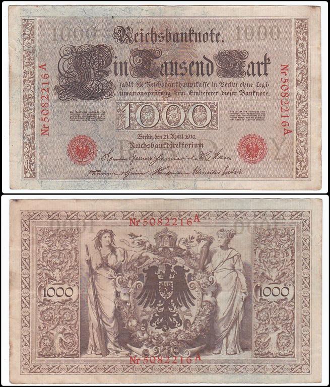 Rare German 1000 Mark bank Note large image 0